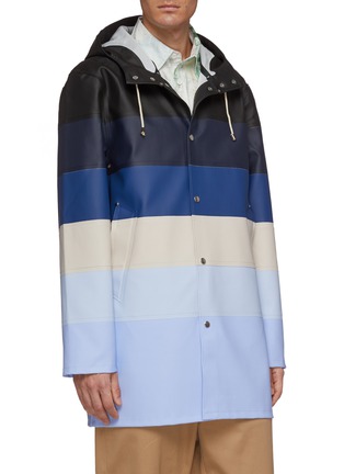 Detail View - Click To Enlarge - STUTTERHEIM - 'Stockholm' colourblock stripe hooded unisex raincoat