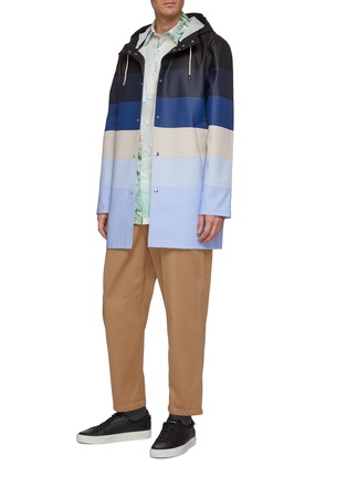  - STUTTERHEIM - 'Stockholm' colourblock stripe hooded unisex raincoat