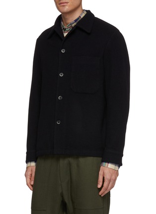 Front View - Click To Enlarge - BARENA - Patch pocket melton shirt jacket