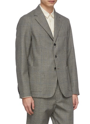 Front View - Click To Enlarge - BARENA - Houndstooth check plaid soft blazer