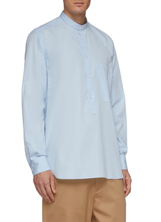 Front View - Click To Enlarge - BARENA - Mandarin collar half button placket shirt