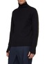 Front View - Click To Enlarge - BARENA - Colourblock back virgin wool rib knit turtleneck sweater