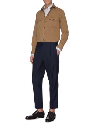 Figure View - Click To Enlarge - BARENA - Flap pocket herringbone shirt