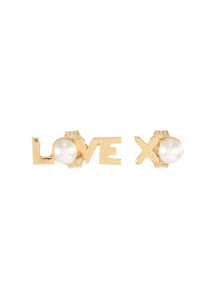 Main View - Click To Enlarge - ROWELL CONCEPCION JEWELRY - 'Love XO' freshwater pearl 14k yellow gold mismatched stud earrings