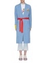 Main View - Click To Enlarge - MIRA MIKATI - 'Let's Go' belted slogan intarsia wool blend long cardigan