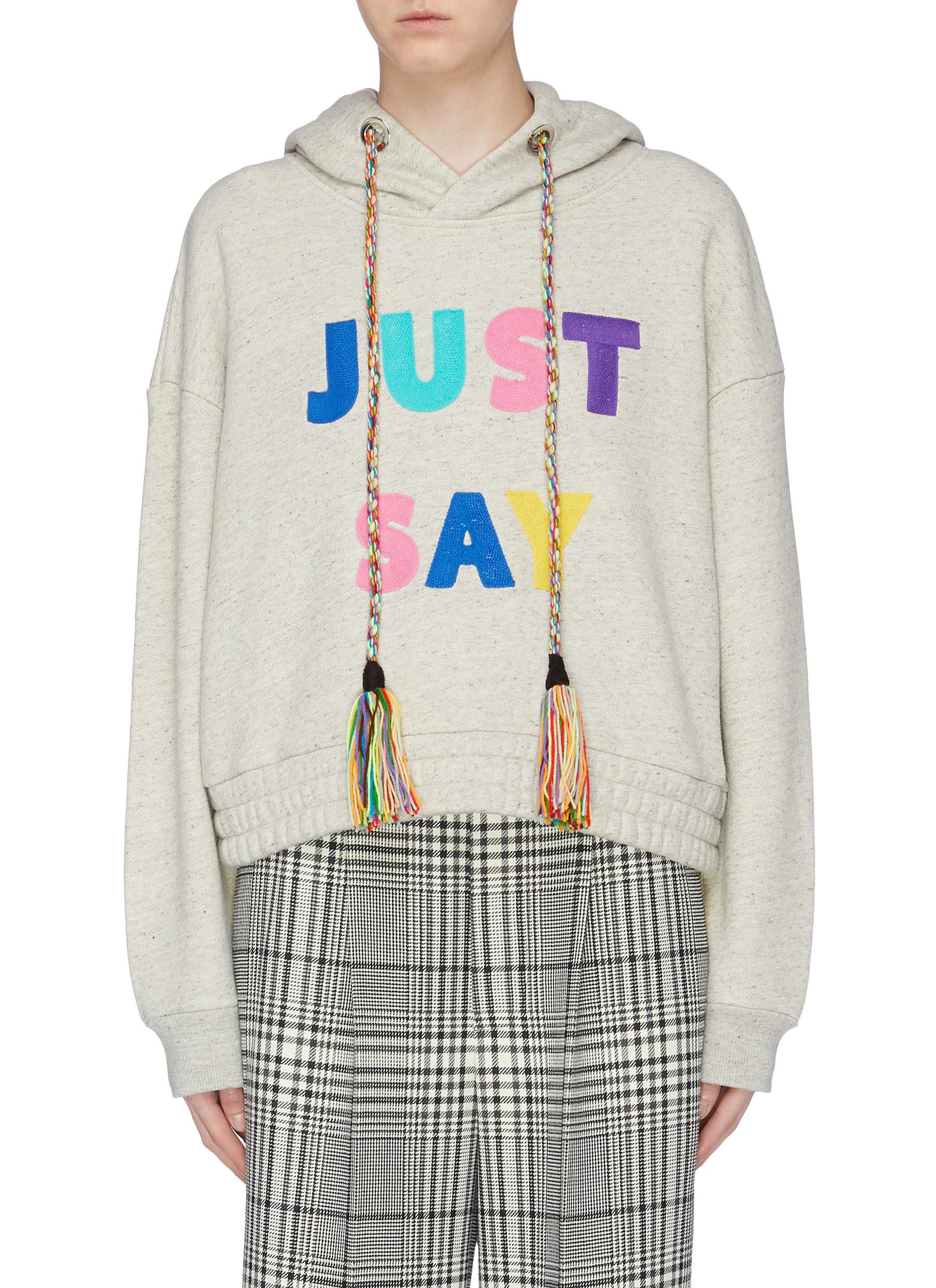 Just Say slogan patch hoodie by Mira Mikati
