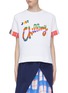 Main View - Click To Enlarge - MIRA MIKATI - 'Just Chilling' slogan appliqué stripe cuff T-shirt