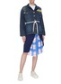 Figure View - Click To Enlarge - MIRA MIKATI - Rope belted slogan graphic embroidered denim jacket