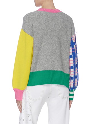 Back View - Click To Enlarge - MIRA MIKATI - Bird intarsia colourblock inside-out sweater