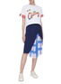 Figure View - Click To Enlarge - MIRA MIKATI - Check plaid panel asymmetric paperbag skirt