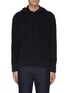 Main View - Click To Enlarge - THOM BROWNE  - Oxford shirt back colourblock wool knit hoodie