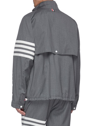 Back View - Click To Enlarge - THOM BROWNE  - Stripe sleeve double zip raglan jacket