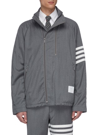 Main View - Click To Enlarge - THOM BROWNE  - Stripe sleeve double zip raglan jacket