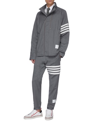 Figure View - Click To Enlarge - THOM BROWNE  - Stripe sleeve double zip raglan jacket