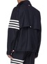 Back View - Click To Enlarge - THOM BROWNE  - Stripe sleeve double zip raglan jacket