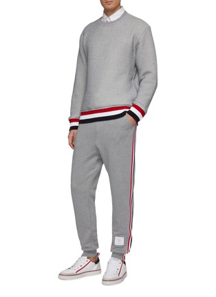 Figure View - Click To Enlarge - THOM BROWNE  - Tricolour stripe outseam sweatpants