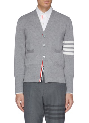 Main View - Click To Enlarge - THOM BROWNE  - Stripe sleeve wool cardigan