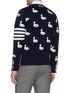 Back View - Click To Enlarge - THOM BROWNE  - Stripe sleeve duck intarsia cashmere-cotton cardigan