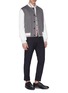 Figure View - Click To Enlarge - THOM BROWNE  - Logo embroidered leather and cashmere varsity jacket