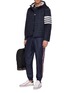 Figure View - Click To Enlarge - THOM BROWNE  - Tricolour stripe outseam ripstop track pants
