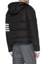 Back View - Click To Enlarge - THOM BROWNE  - Detachable hood stripe sleeve down puffer jacket