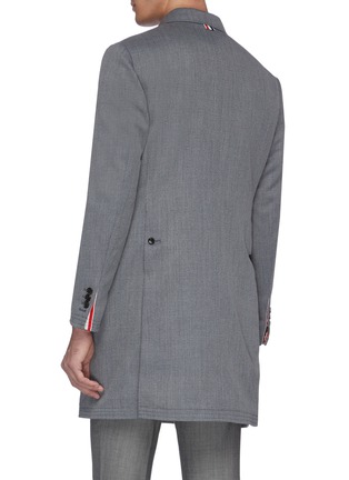 Back View - Click To Enlarge - THOM BROWNE  - Stripe placket twill coat