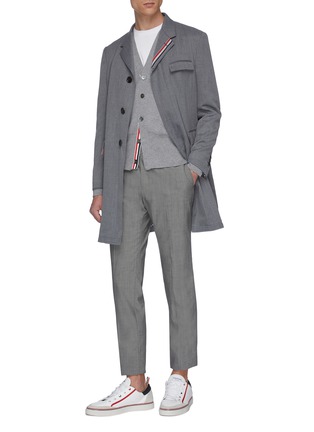 Figure View - Click To Enlarge - THOM BROWNE  - Stripe placket twill coat