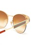 Detail View - Click To Enlarge - GUCCI - Web stripe temple metal round sunglasses