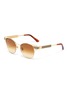 Main View - Click To Enlarge - GUCCI - Web stripe temple metal round sunglasses