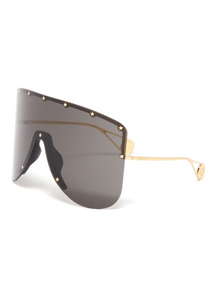Main View - Click To Enlarge - GUCCI - Star rivet metal oversized ski frame sunglasses