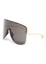 Main View - Click To Enlarge - GUCCI - Star rivet metal oversized ski frame sunglasses