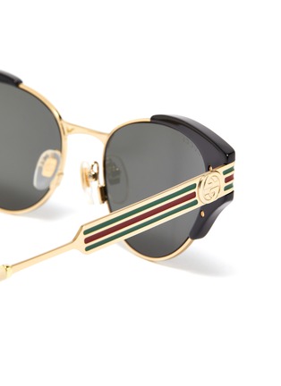 Detail View - Click To Enlarge - GUCCI - Web stripe temple metal cat eye sunglasses