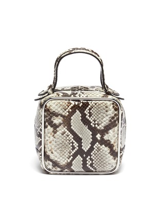 Main View - Click To Enlarge - ALEXANDER WANG - 'Halo' metal rim snake embossed leather top handle box bag