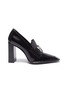 Main View - Click To Enlarge - ALEXANDER WANG - 'Parker' logo plate leather loafer pumps
