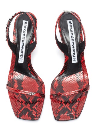Detail View - Click To Enlarge - ALEXANDER WANG - 'Ivy' snake embossed leather logo slingback sandals