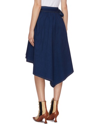 Back View - Click To Enlarge - SONIA RYKIEL - Belted high-low chambray skirt