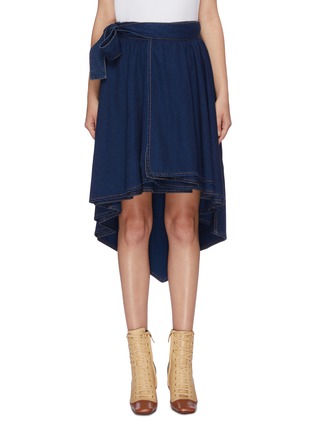 Main View - Click To Enlarge - SONIA RYKIEL - Belted high-low chambray skirt