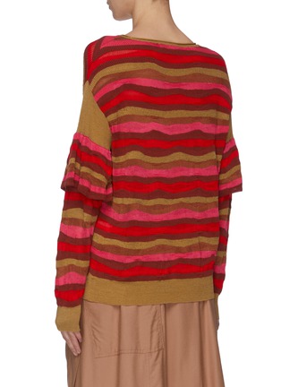 Back View - Click To Enlarge - SONIA RYKIEL - Ruffle sleeve stripe sweater