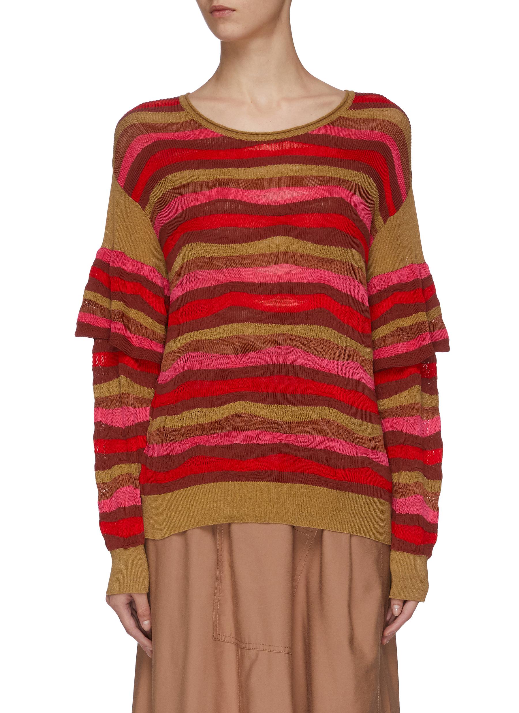 Ruffle sleeve stripe sweater by Sonia Rykiel