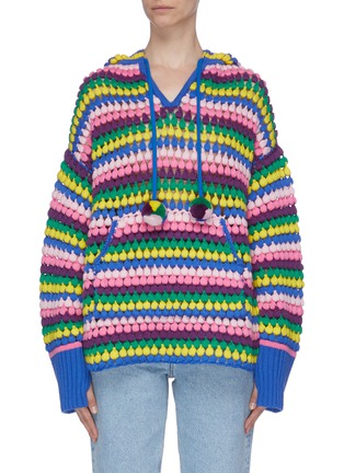 Main View - Click To Enlarge - MIRA MIKATI - Pom pom crochet embroidered hoodie