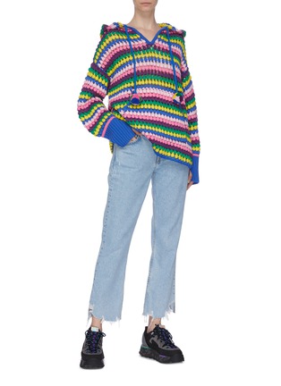 Figure View - Click To Enlarge - MIRA MIKATI - Pom pom crochet embroidered hoodie