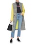 Figure View - Click To Enlarge - MIRA MIKATI - 'Run Away With Me' colourblock knit sleeve check plaid coat