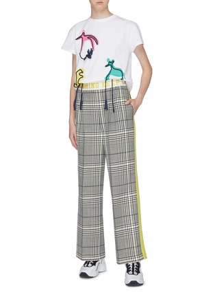 Figure View - Click To Enlarge - MIRA MIKATI - Slogan waistband check plaid wide leg pants