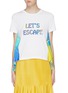 Main View - Click To Enlarge - MIRA MIKATI - 'Let's Escape' slogan patch check plaid back T-shirt