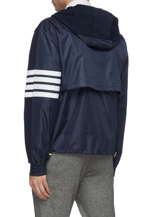 Back View - Click To Enlarge - THOM BROWNE  - Stripe sleeve zip hoodie