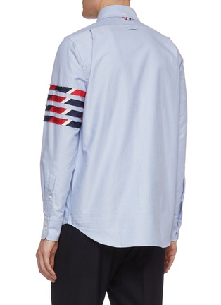Back View - Click To Enlarge - THOM BROWNE  - Colourblock stripe sleeve Oxford shirt