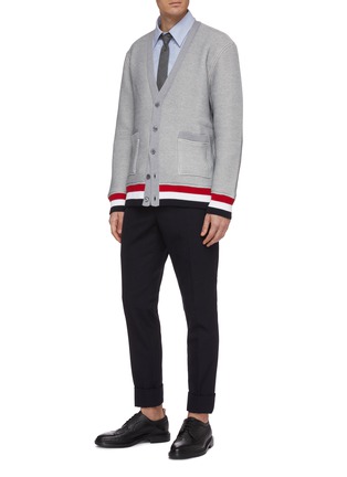 Figure View - Click To Enlarge - THOM BROWNE  - Stripe hem oversized jersey cardigan