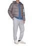Figure View - Click To Enlarge - THOM BROWNE  - Detachable hood stripe down puffer jacket