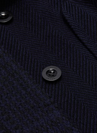  - SACAI - Belted tartan plaid panel herringbone wool coat