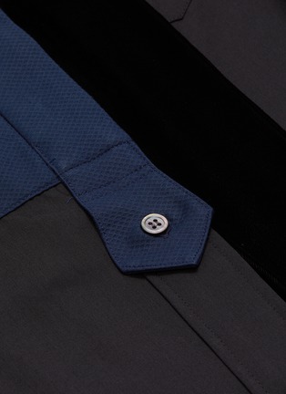  - SACAI - Velvet sash tie neck colourblock asymmetric shirt